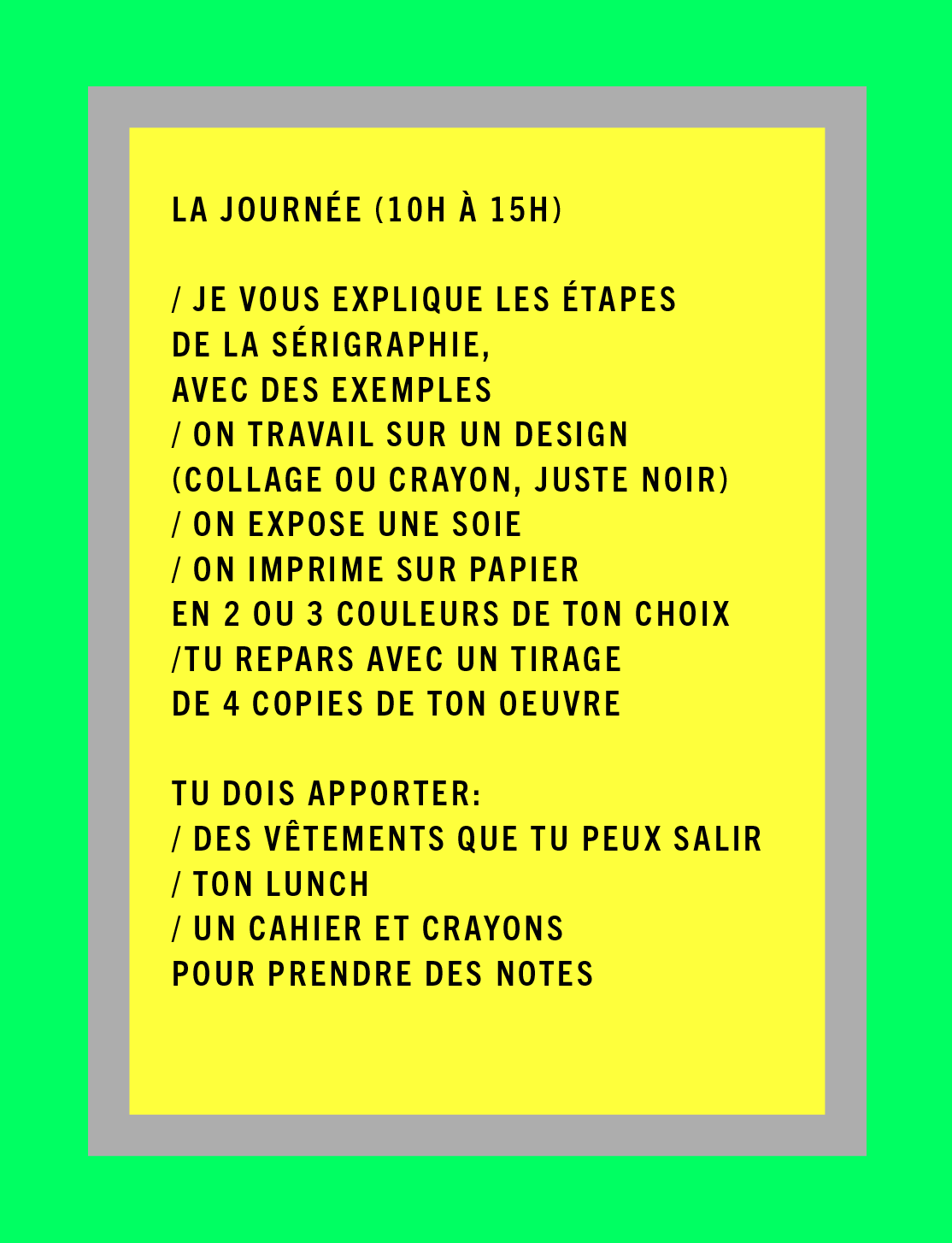 COURS DE SÉRIGRAPHIE // GROUPE